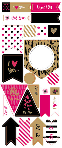 My Journal Sticker, Pfeile Pink/schwarz (2 Sheets)