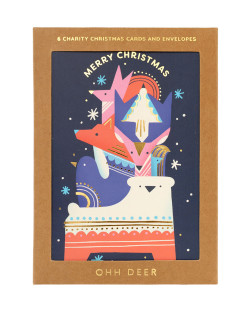 Folk Animal Stack Christmas Card Set - Pack of 6