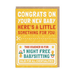 Babysitting Voucher New Baby Card (9485)