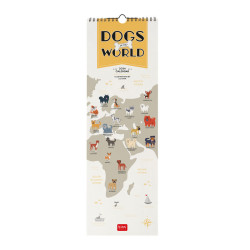 WALL CALENDAR-UNCOATED PAPER 16X49 cm DOGS OF THE WORLD