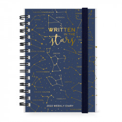 SMALL WEEKLY SPIRAL BOUND DIARY 12 MONTH 2022 - STARS