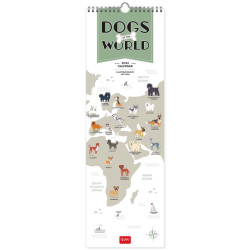 UNCOATED PAPER CALENDAR 2023 - 16X49 cm DOGS OF THE WORLD