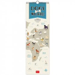 UNCOATED PAPER CALENDAR 2022 - 16X49 cm DOGS OF THE WORLD