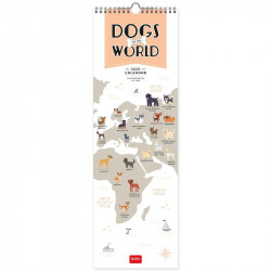 UNCOATED PAPER CALENDAR 2021 - 16X49 cm DOGS OF THE WORLD
