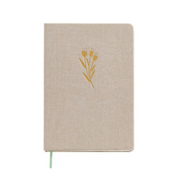 BEIGE A5 NOTEBOOK FABRIC GOLD STAMPING FOIL