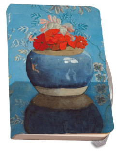 Muistikirja A5: Rode geraniums in een blauwe pot, Voerman, de Fundatie