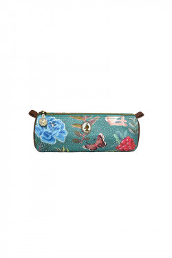 Pencil case round / painted forest blue